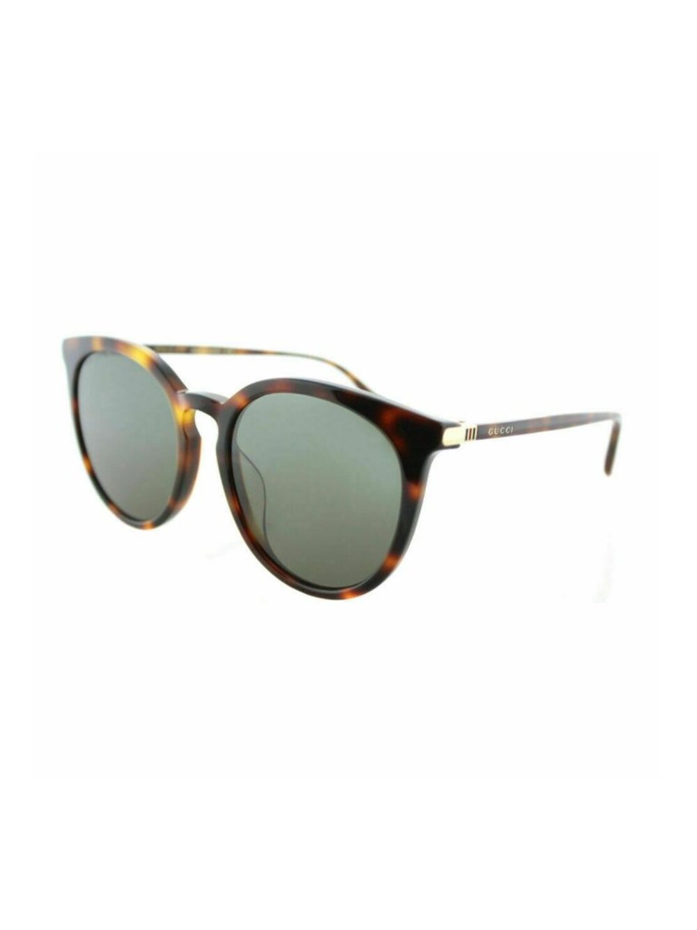 Gucci Sunglasses GG0064SK 005 Havana Plastic Round Sunglasses Green Lens